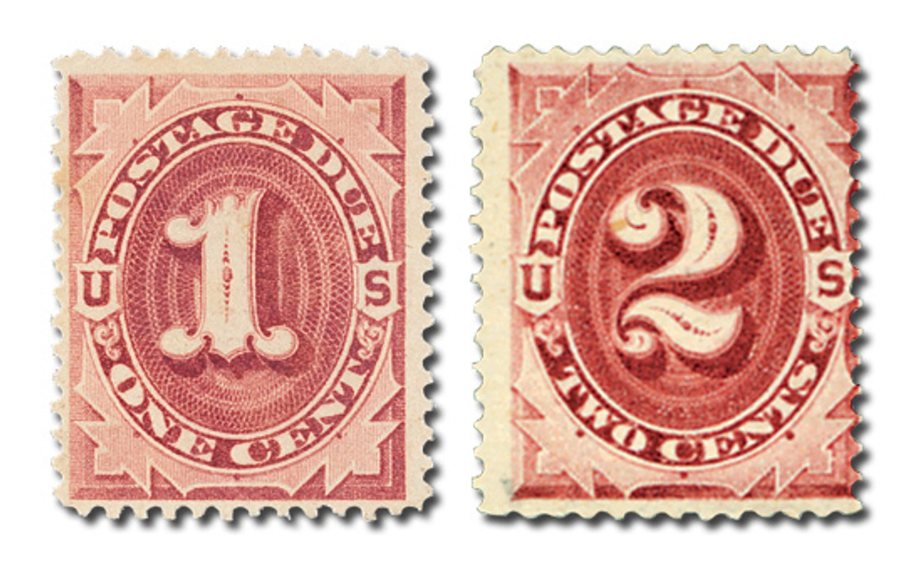 J22-23 - 1891 1c & 2c Postage Due - 2 stamps - Mystic Stamp