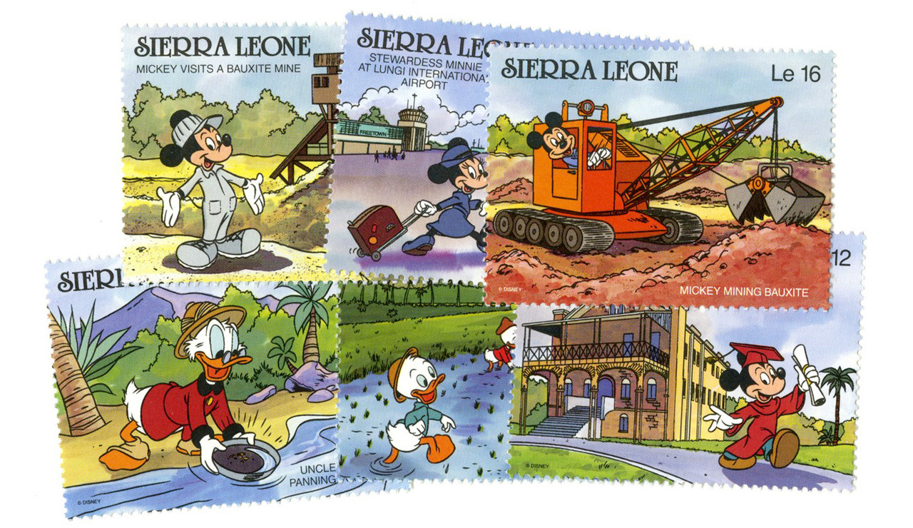 MDS176 - 1990 Disney Characters, Mint, Set of 6 Stamps, Sierra Leone -  Mystic Stamp Company, image size:1280x740