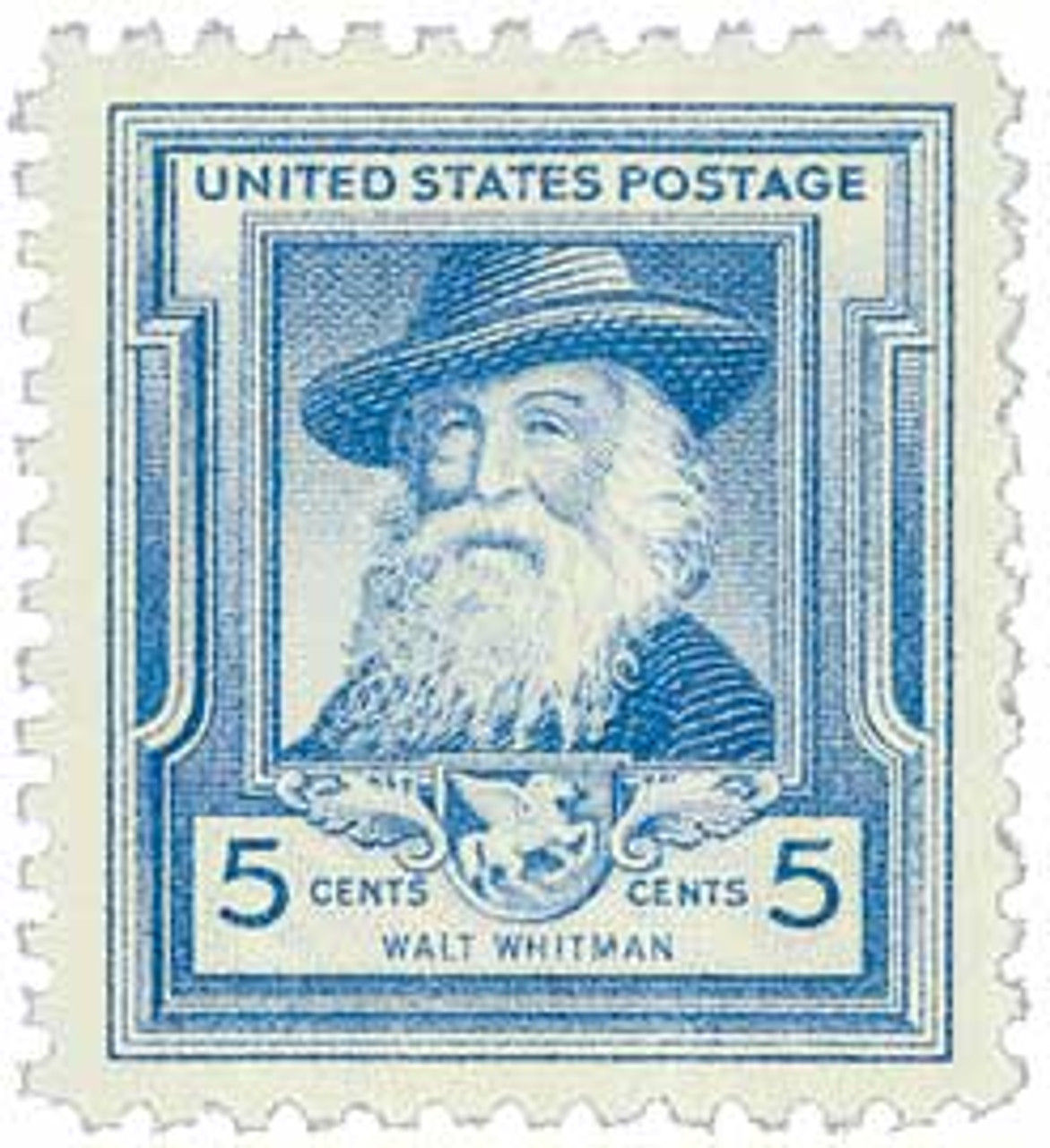 867 - 1940 5c Famous Americans Series: Walt Whitman - Mystic 867 - 1940 5c Famous Americans Series: Walt Whitman - Mystic