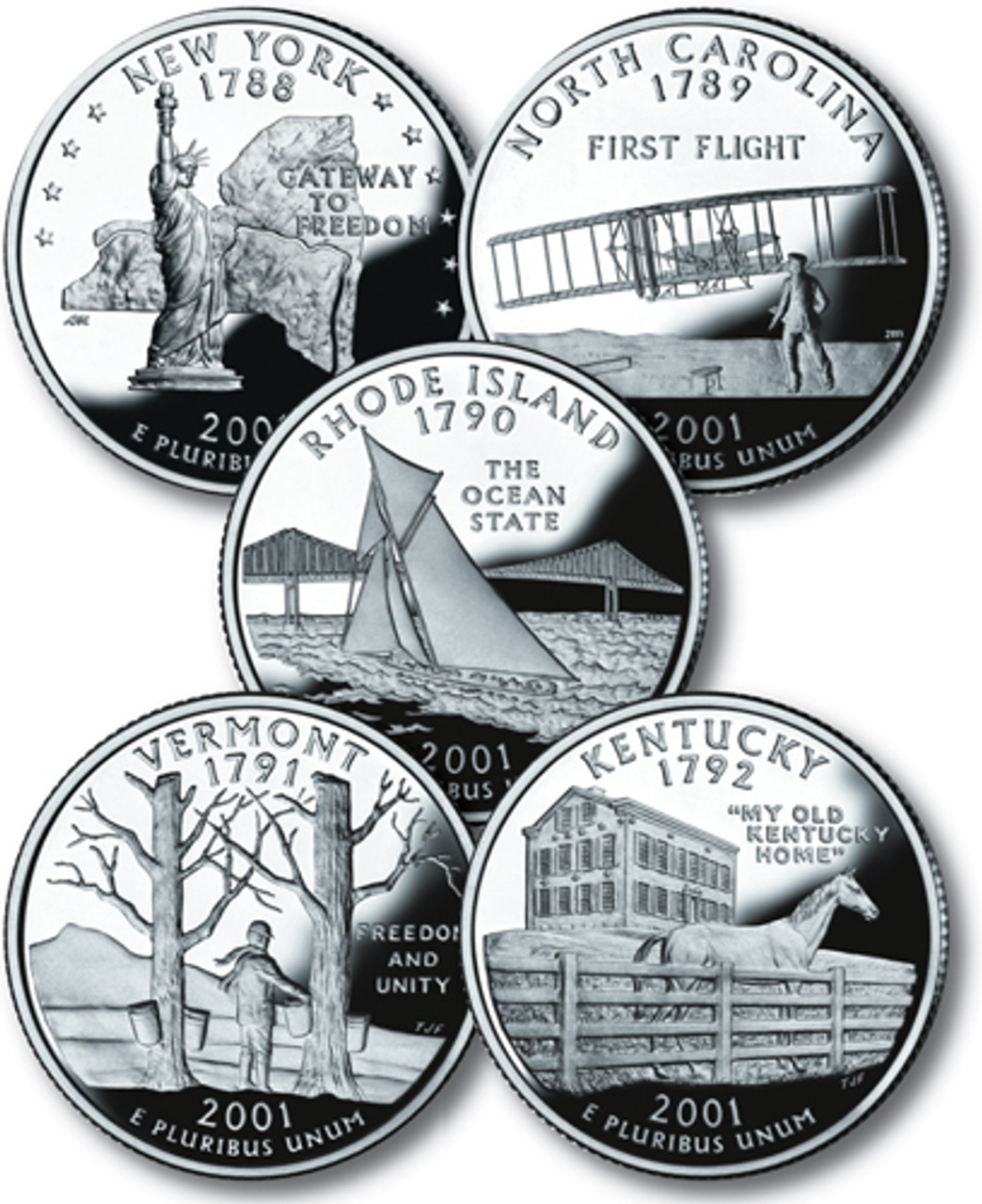 M10183 - 2001 U.S. State Quarters P & D 10v - Mystic Stamp