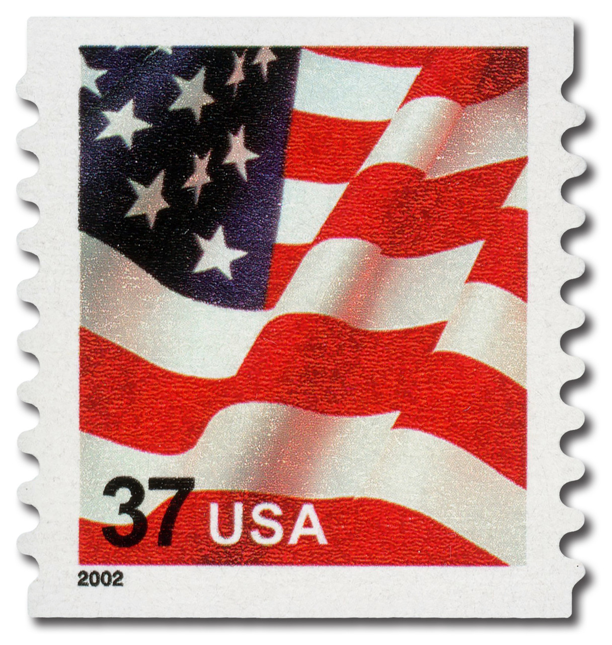 3632 - 2002 37c US Flag, Vertical Perf. 9.75 - Mystic Stamp Company
