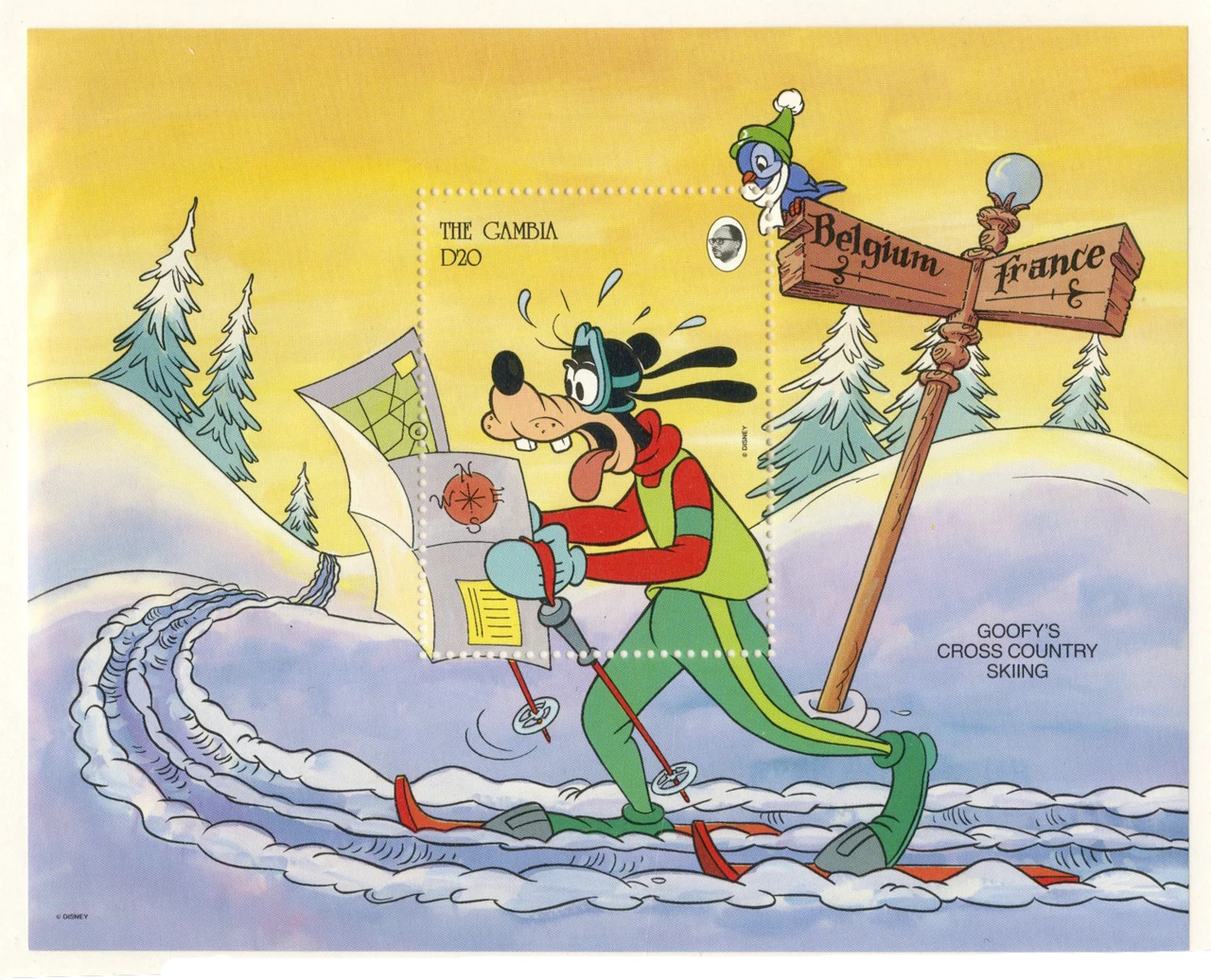 限定品ディズニー☆Authentic Postage Stanp MDS283B - 1993 Disney Friends Try Winter Sports, Mint Souvenir