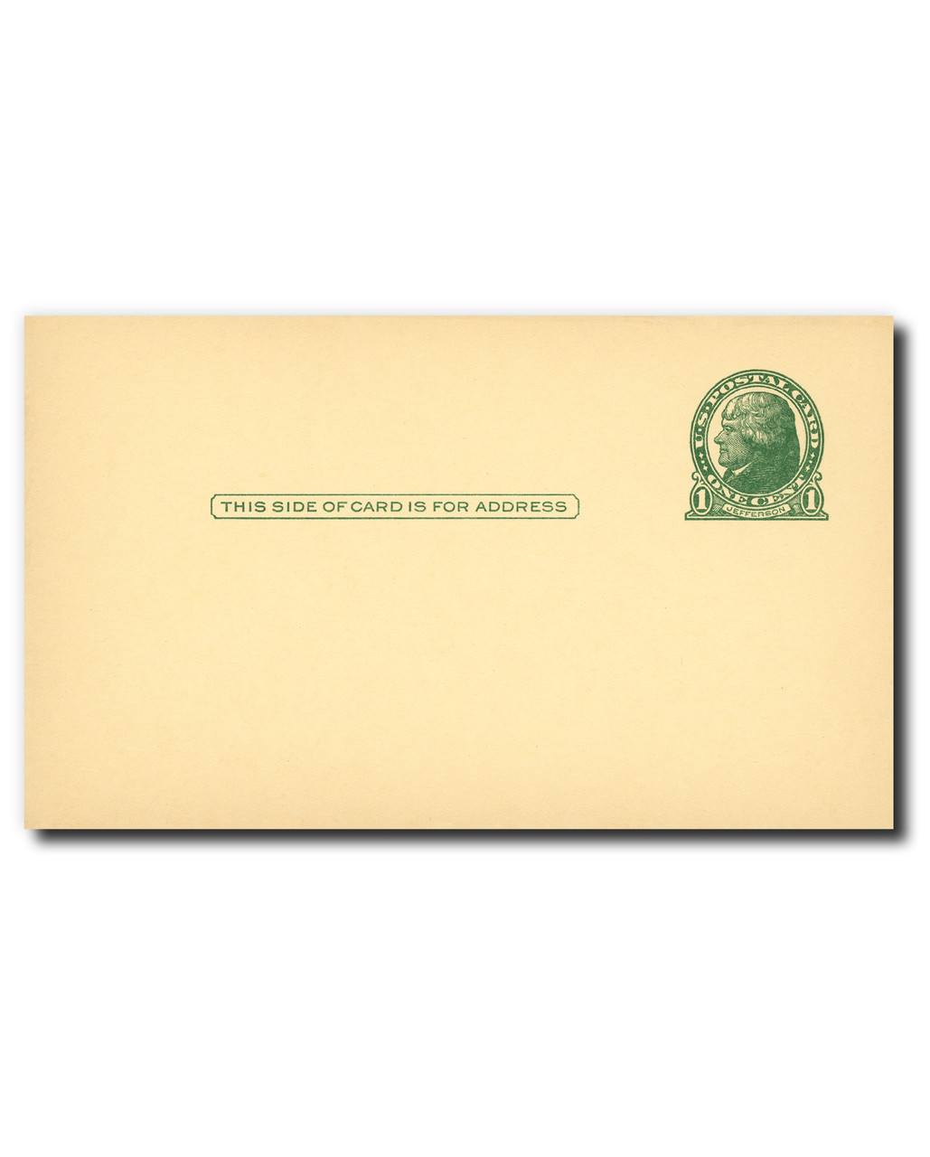 コレクション Postal card UX27 - 1914 1c Thomas Jefferson, Green, Buff, Die I, Postal Card