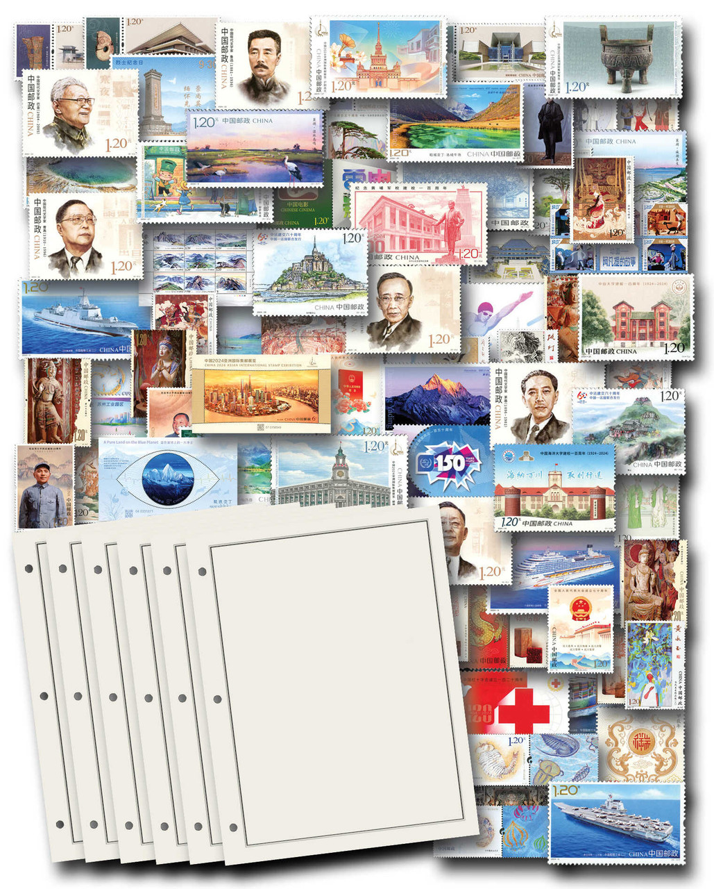 MFN695 - 2024 China Year Set with Free Blank Pages, 88 Mint Stamps