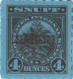 TE1039a - 1953, 4oz Snuff Tax Revenue Stamps - Series 123