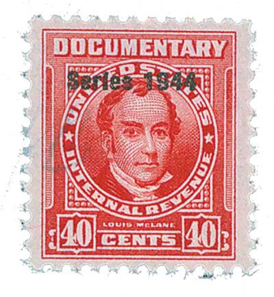 R395 - 1944 40c U.S. Internal Revenue Stamp, Carmine