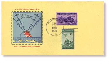 570294B - 1945 V-J Day Commemorative Postcard - Large - Mystic