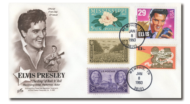 AC503 - 1/8/1993, USA, #2721, 1st day issue combo with #'s 934, 941, 1337, 1727