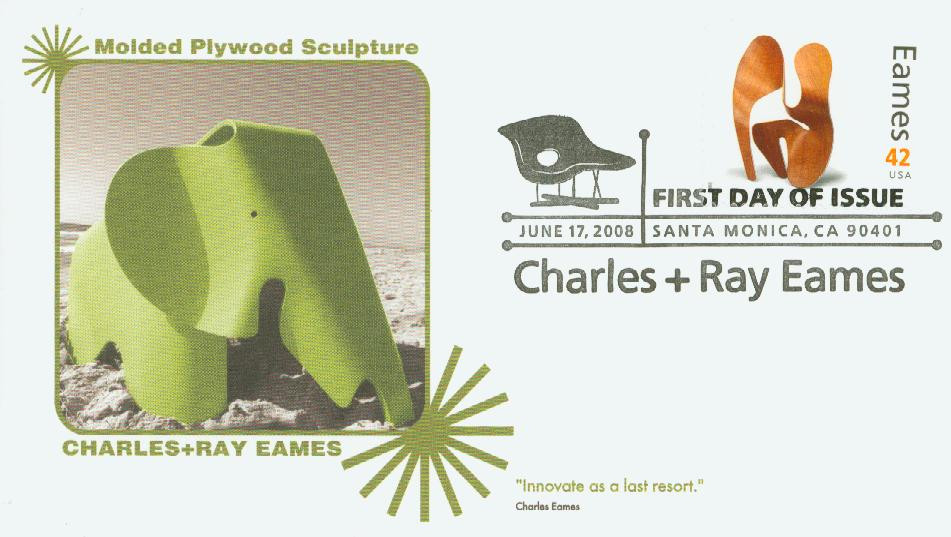 4333m - 2008 42c Charles & Ray Eames: Laminated Wood Sculpture, First Day Cover