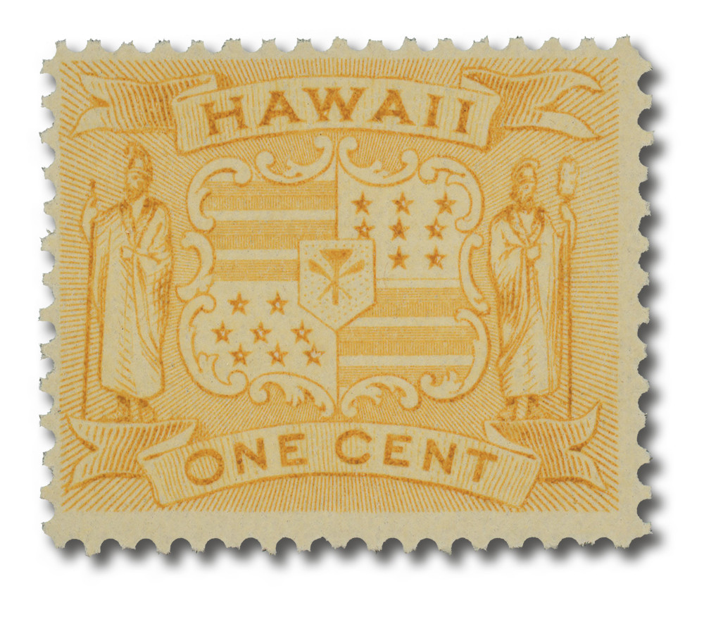 H74 - 1894 1c Coat of Arms, Yellow, Hawaii - Mystic Stamp Company