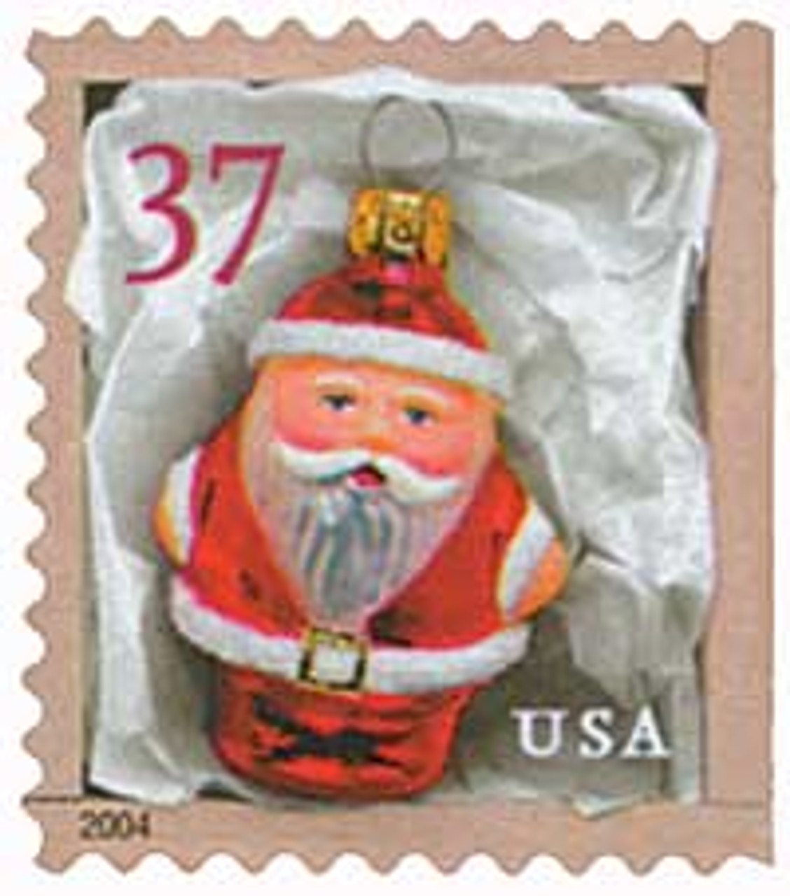 3890 - 2004 37c Contemporary Christmas: Red Santa Ornament, vending booklet