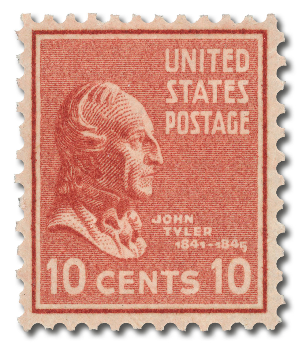 815 - 1938 10c John Tyler, Brown Red, Perf. 11x10.5