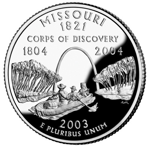 「MISSOURI」模型 CNMO25P - 2003 Missouri State Quarter, P Mint - Mystic Stamp Company