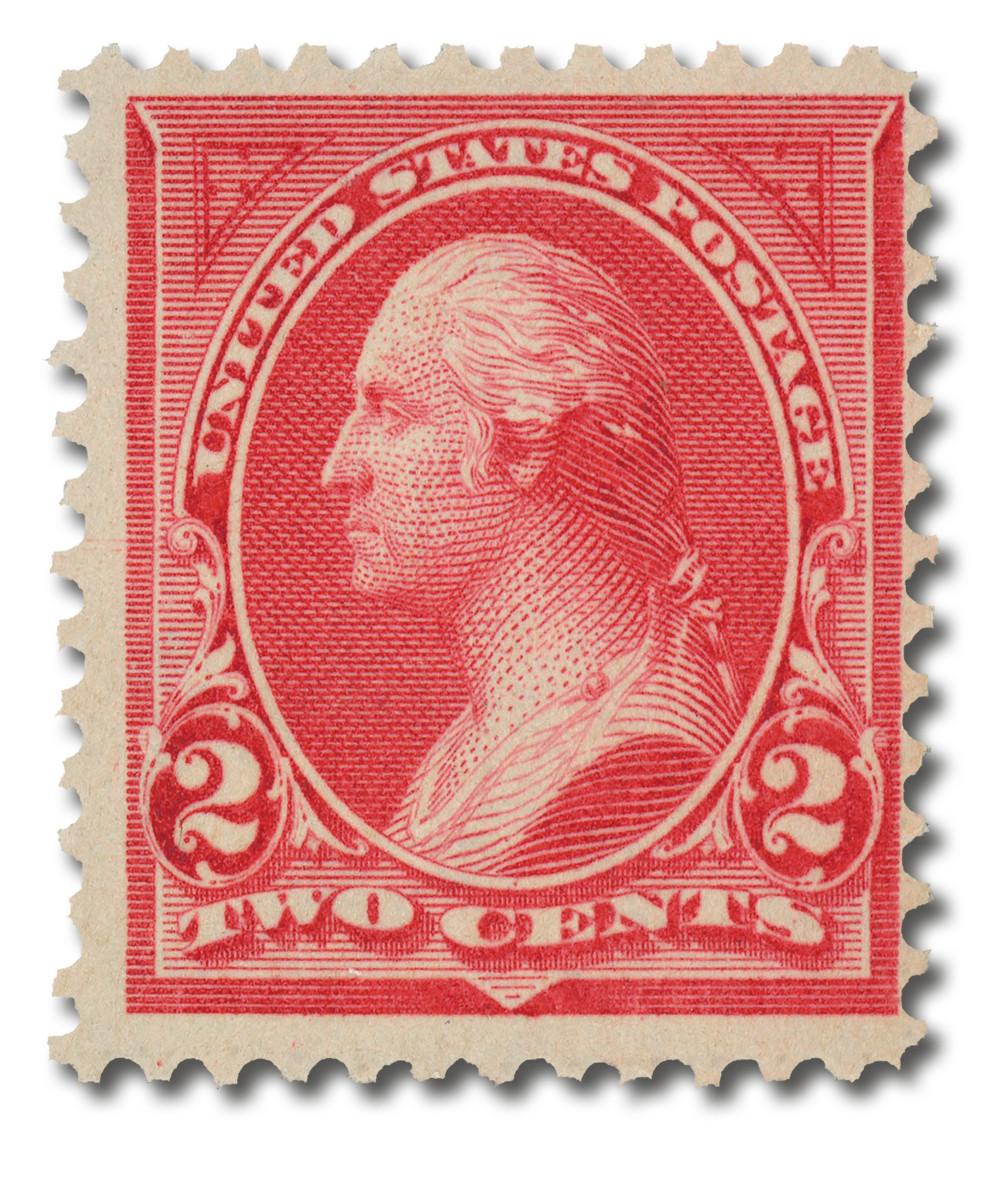 265 - 1895 2c Washington, Carmine, Double Line Watermark, Type I,  Perf. 12