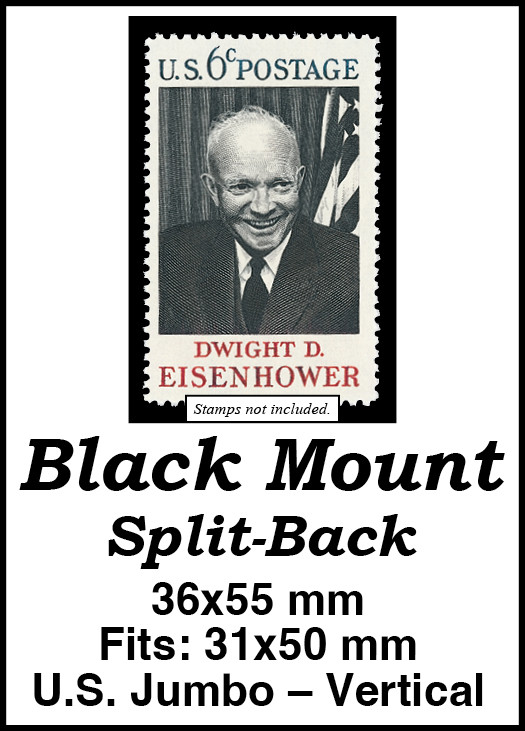 MM509 - 36x55mm 50 Vertical Black Split-Back Mounts