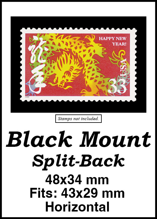 MM2132 - 48x34mm 2 Horizontal  Black Split-Back Mounts