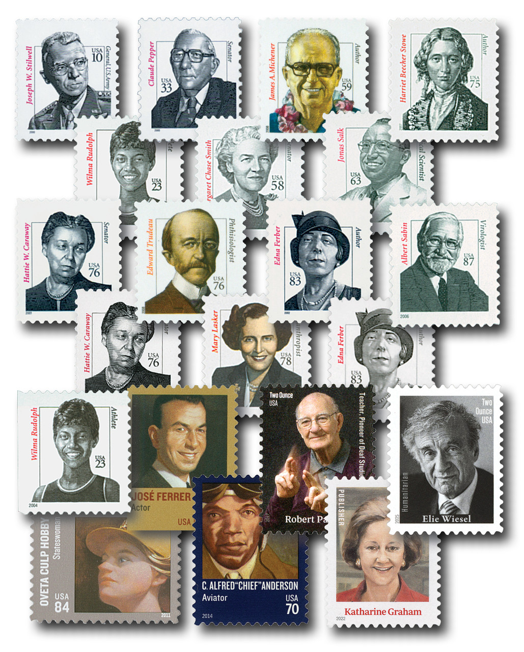 3420/6037 - 2000-25 Distinguished Americans, Set of 21