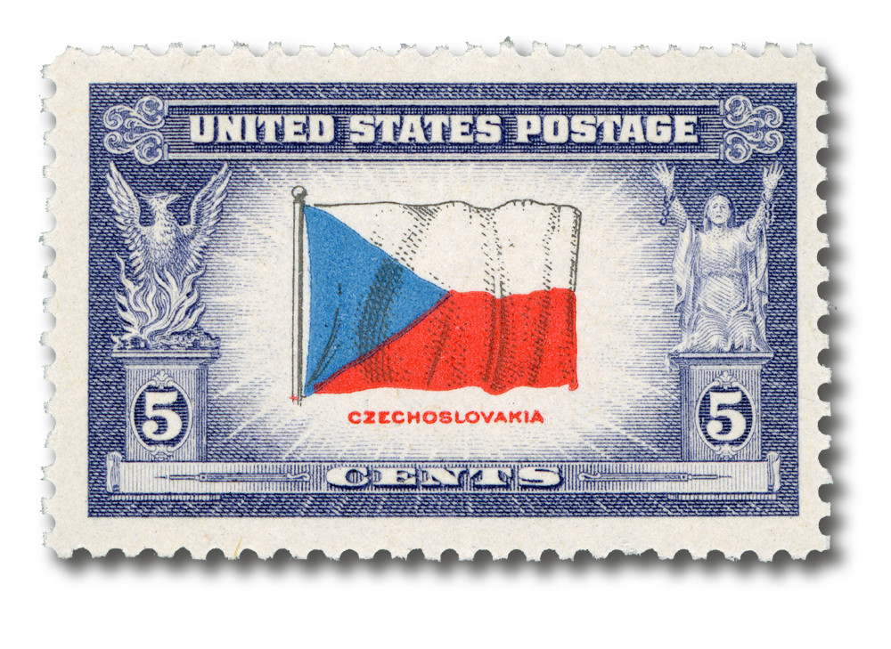 910 - 1943 5c Overrun Countries: Flag of Czechoslovakia - Mystic