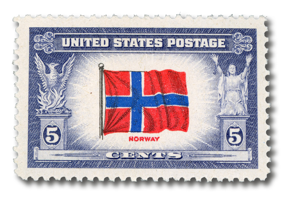 911 - 1943 5c Overrun Countries: Flag of Norway