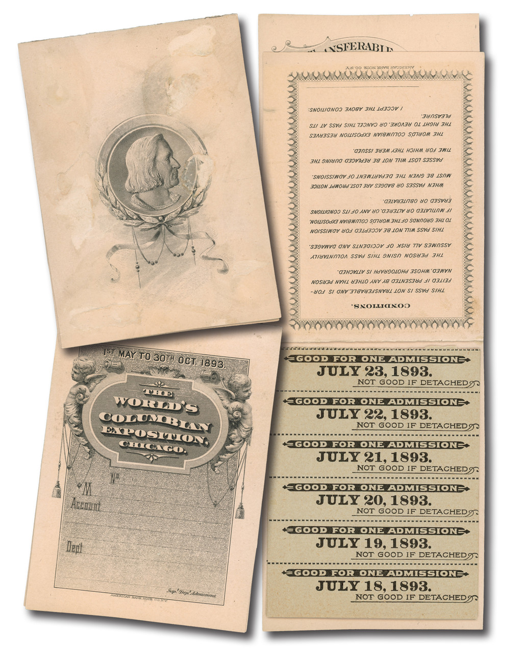 MA2131 - 1893 World's Columbian Exposition Vendor Ticket Book