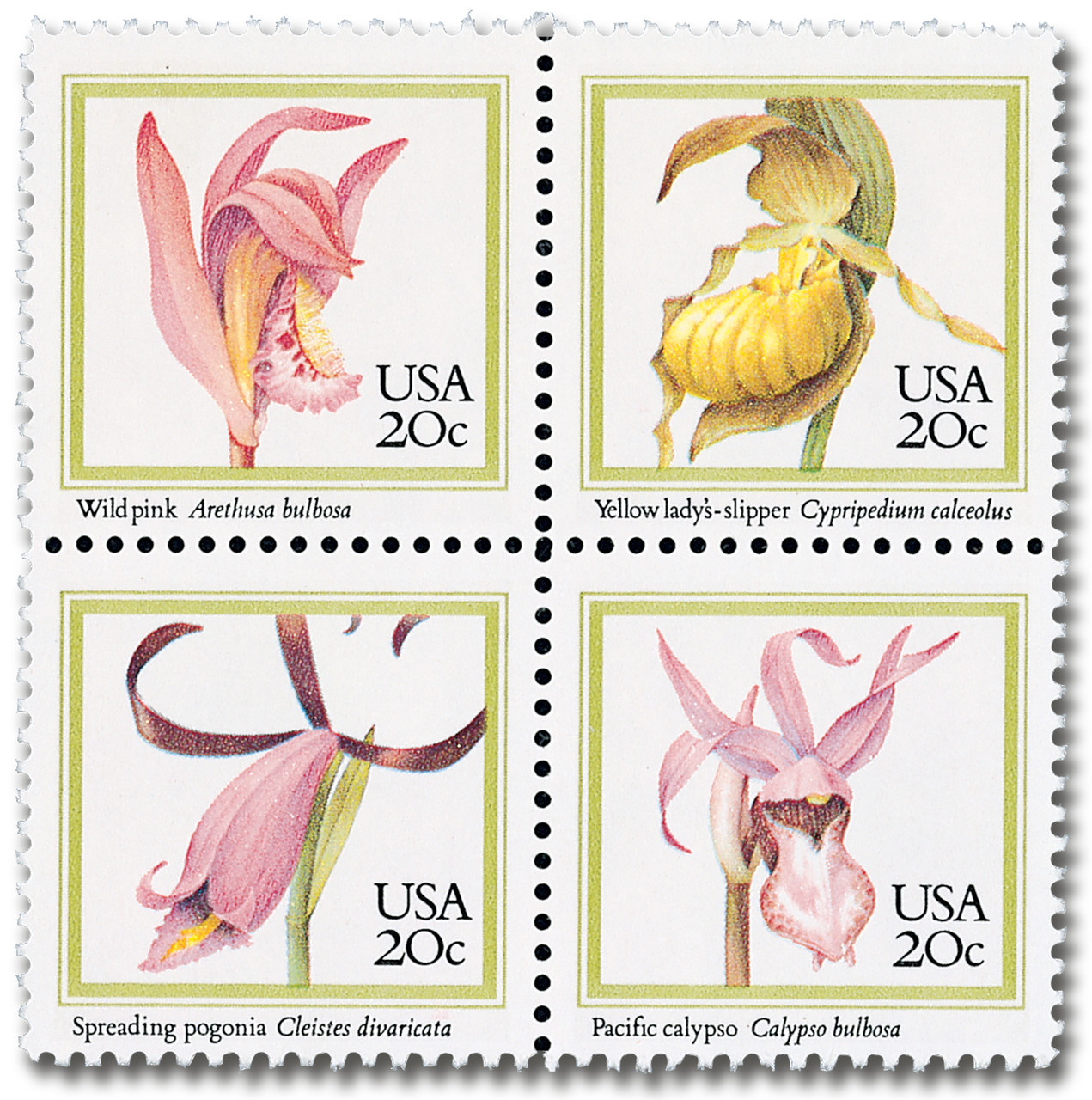 オーキッドキュー 2076-79 - 1984 20c Orchids - Mystic Stamp Company
