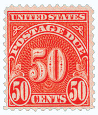 J86 - 1931 50c Postage Due, Dull Carmine, Perf. 11x10.5, Unwatermarked
