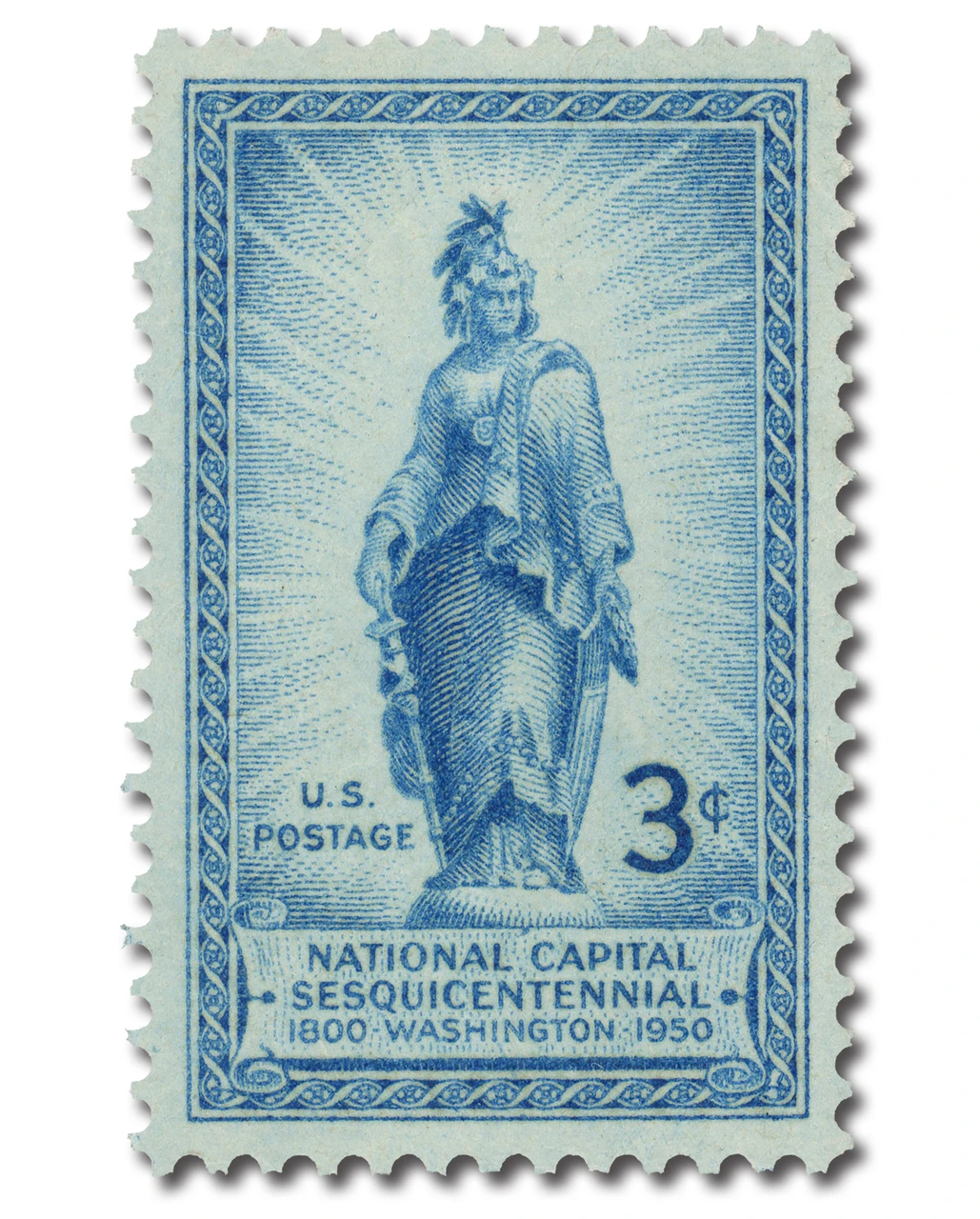 989 - 1950 3c National Capital Sesquicentennial: Statue of Freedom on Capitol Dome