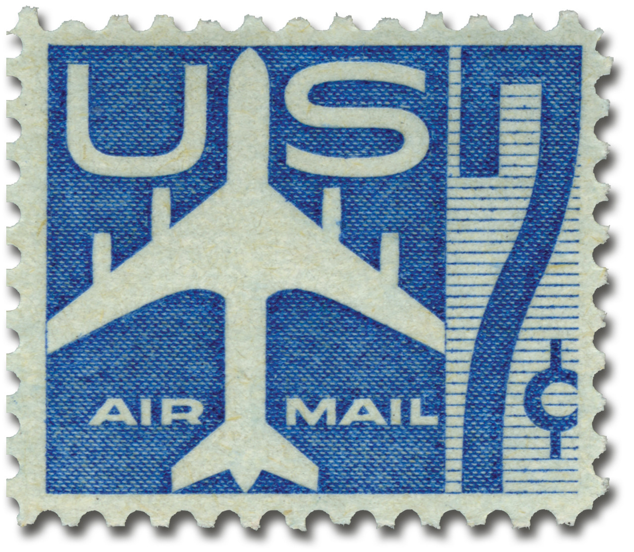 さびてます C51 - 1958 7c Jet Airliner, Blue, Perf. 10.5x11 - Mystic Stamp Company