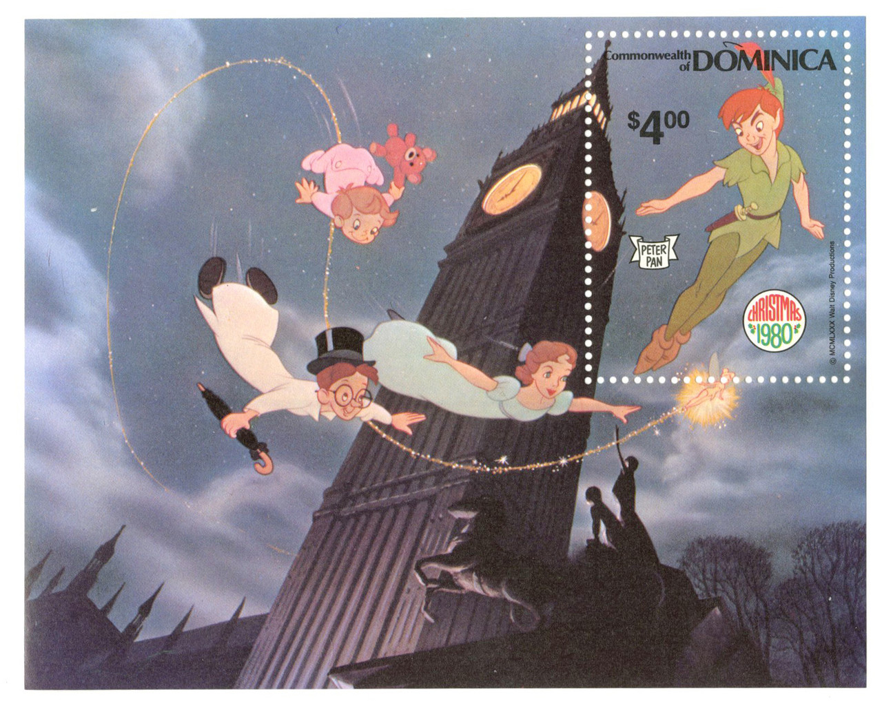 MDS252B - 1980 Disney Celebrates Christmas, Mint Souvenir Sheet, Dominica