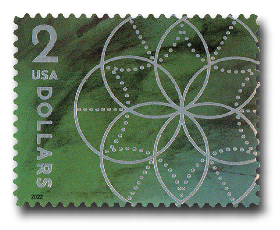 5700 - 2022 $2 Floral Geometry - Green - Mystic Stamp Company