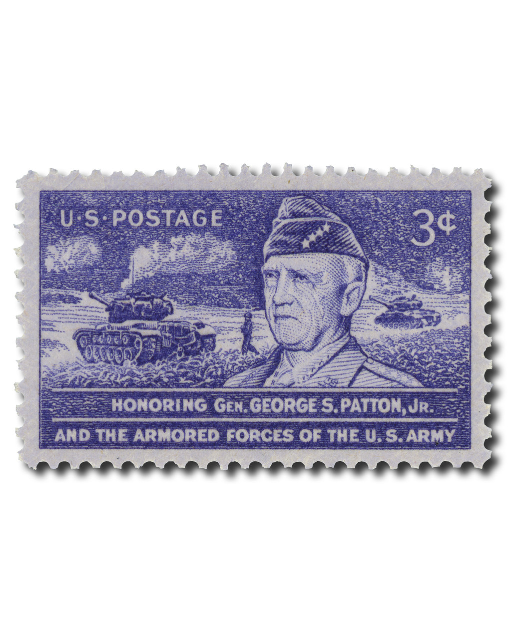 希少　米陸軍　中将旗（Lieutenant General / 3スター）実物品 1026 - 1953 3c General George S. Patton, Jr. - Mystic Stamp Company