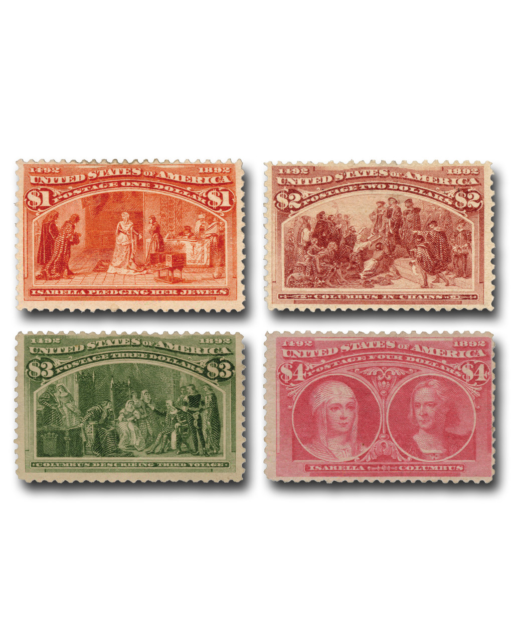 241-44 - 1893 Columbian Exposition, Set of 4 Stamps - Mystic Stamp