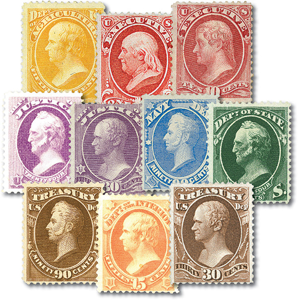 O7//112 - 1873-79 Official Stamps, Set of 10 Stamps