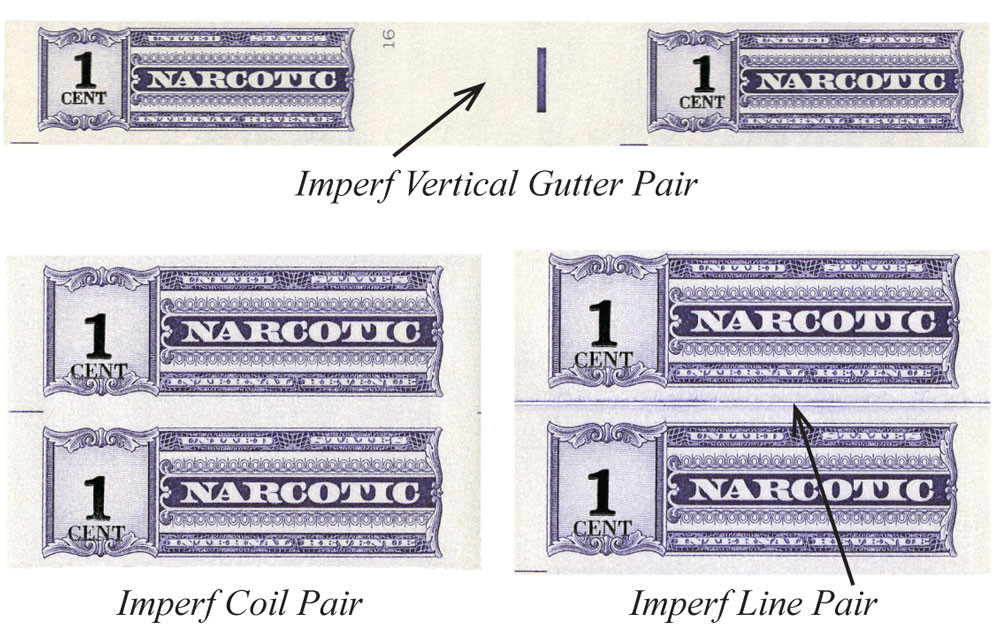 M11802 - 1963 Narcotics Tax Stamps, Mint Never-hinged Pairs with Very Fine Centering, Set of 3