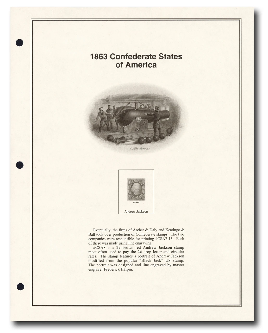 CSA1-14 - 1861 Confederate States of America, Complete Set of 14 Stamps plus Free Album and Pages