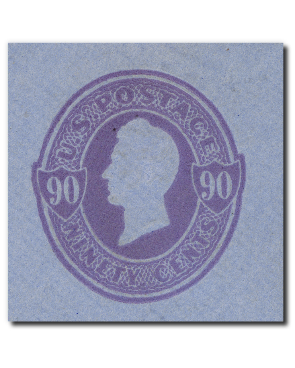 U345 - 1887-94 90 Oliver H. Perry, Purple, Stamped Envelope, Blue Paper