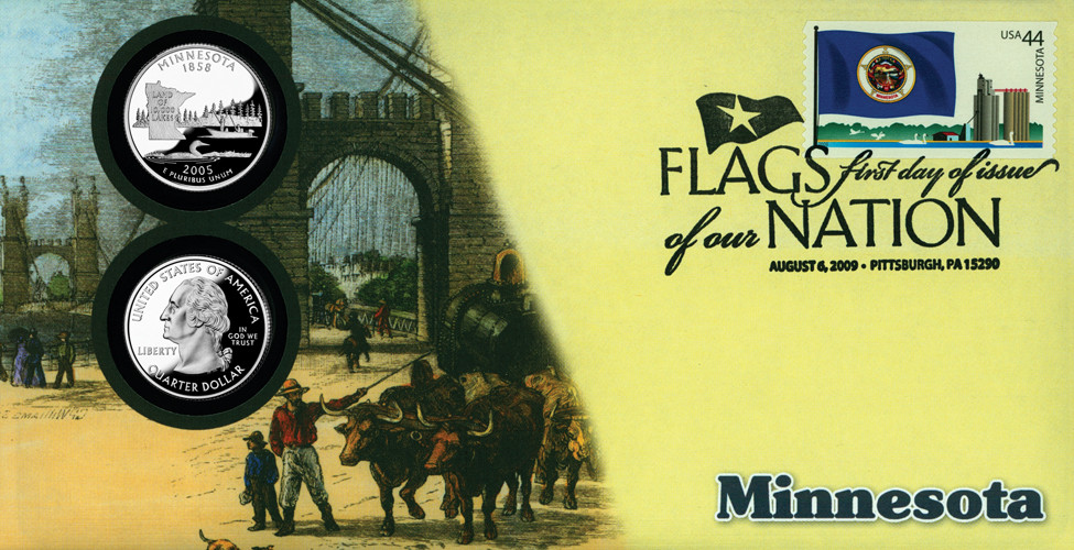 CNC40 - 2009 44c Flags of Nation, MN Coin FDC