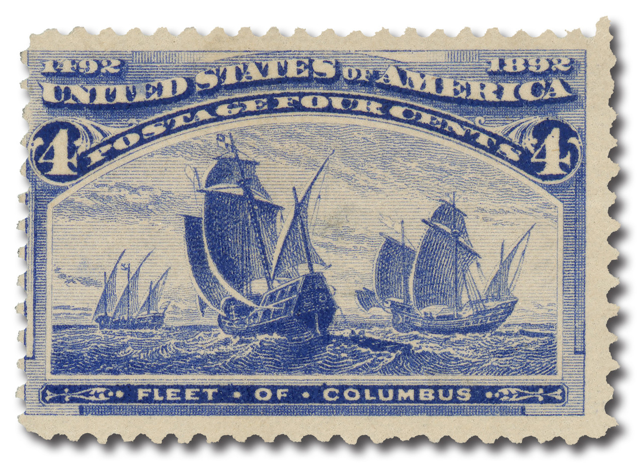 233a - 1893 4c Fleet of Columbus, Blue, Color Error, with Free