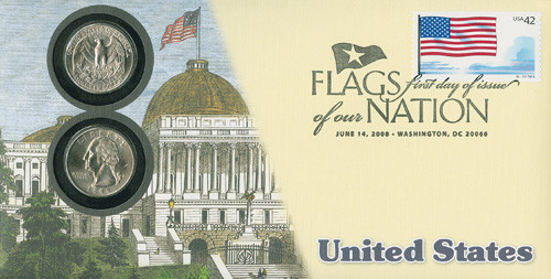 CNC23 - 2008 42c Flags of Nation, US coin FDC