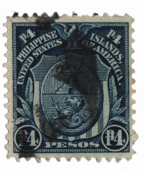 PH273 - 1911 4p Arms of City of Manila, Deep Blue, Philippines Regular Issue, Single Line Watermark, Perf. 12