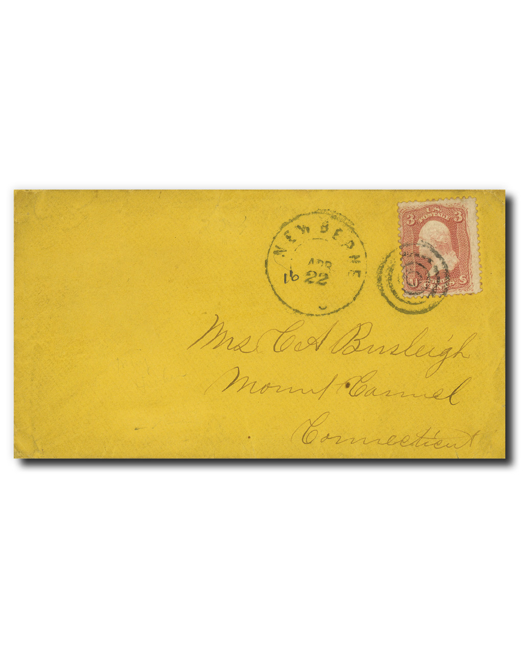 MA2177 - #65, 1861-62 3c Washington, Rose, Perf. 12, Bullseye Cancel
