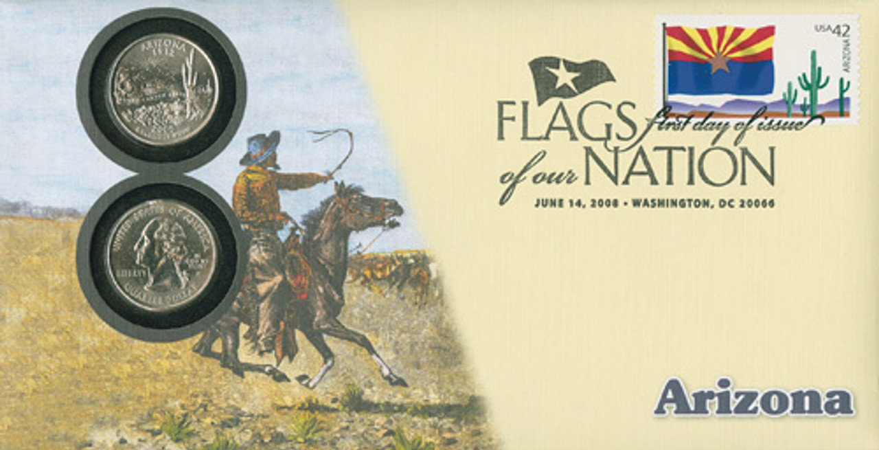 CNC18 - 2008 42c Flags of Nation, AZ coin FDC