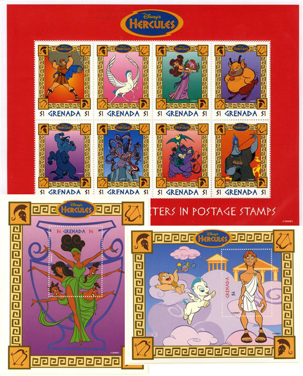 MDS324 - 1997 Disney's Hercules, Mint, Sheet of 8 Stamps and 2