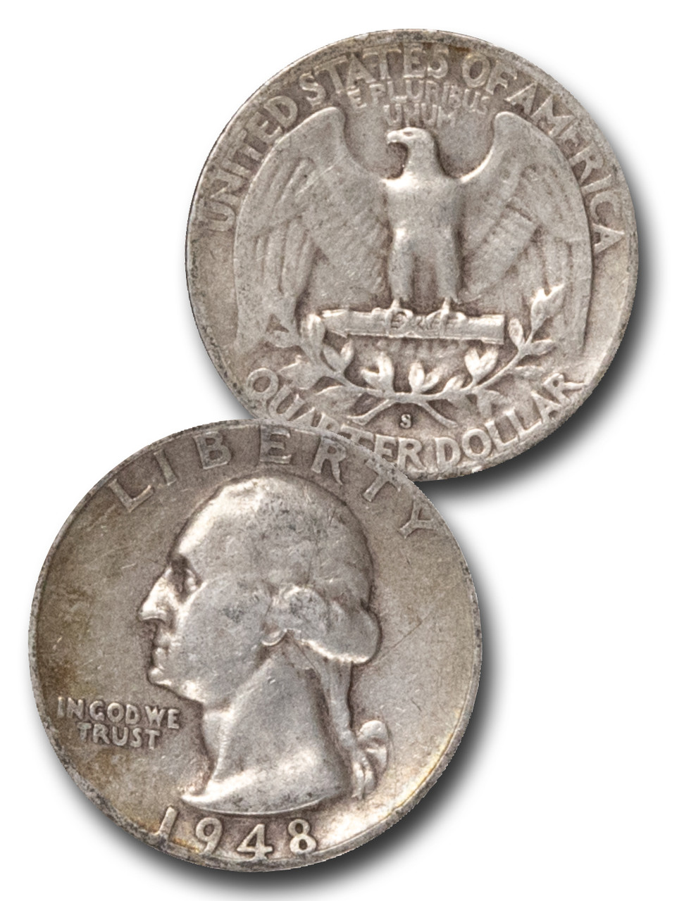 1948年 ワシントン クォーター銀貨 CQ-948D - 1948-D George Washington Silver Quarter - Mystic Stamp