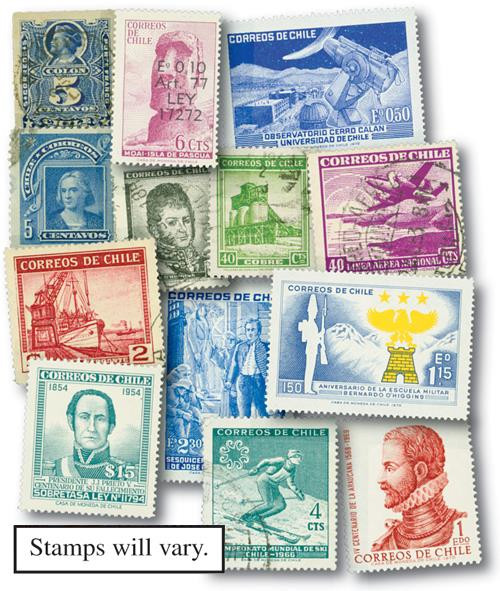 MP1333 - Chile, 400 Different Stamps