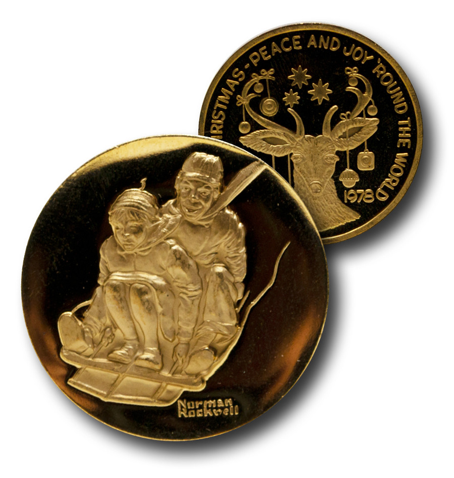 MCN030 - 1978 Norman Rockwell/Reindeer "Christmas -Peace and Joy Round the World" Holiday Bronze Medal