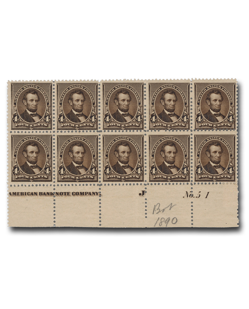 222 offer - 1890 4c Abraham Lincoln, Dark Brown - Mystic Stamp Company