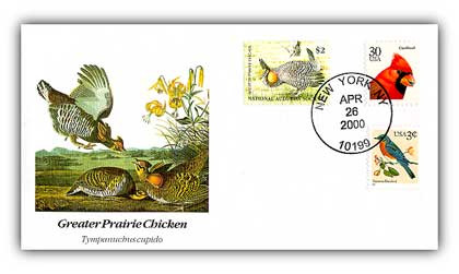 594310D - 2000 Audubon Prairie Chicken FDC - Mystic Stamp Company