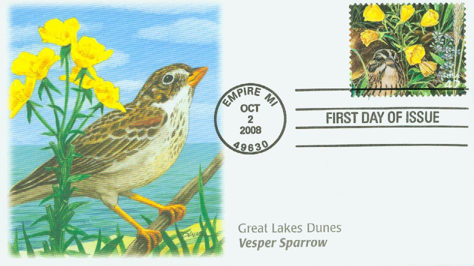 4352a - 2008 42c Gr. Lakes Dunes Vesper Sparrow
