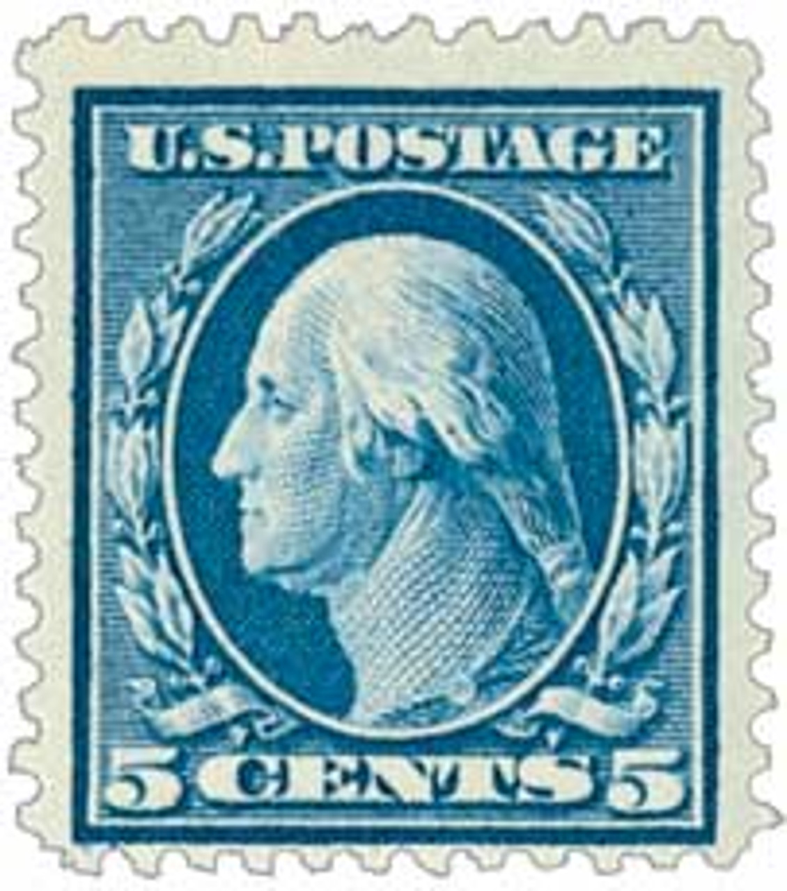 378 - 1911 5c Washington, Blue, Single Line Watermark, Perf. 12 378 - 1911 5c Washington, Blue, Single Line Watermark, Perf. 12